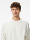 Calvin Klein Premium Terry Monogram Erkek Beyaz Sweatshirt Calvin Klein Premium Terry Monogram Erkek Beyaz Sweatshirt