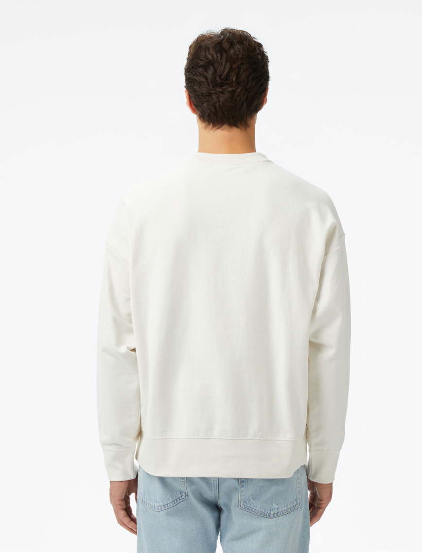Calvin Klein Premium Terry Monogram Erkek Beyaz Sweatshirt Calvin Klein Premium Terry Monogram Erkek Beyaz Sweatshirt