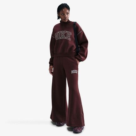 Nike Sportswear Phoenix Fleece Logo Kadın Bordo Uzun Kollu T-Shirt