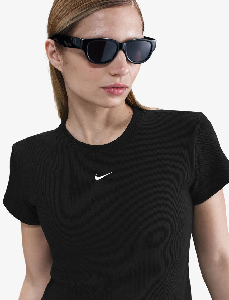 Nike Sportswear Ribbed Kadın Siyah T-Shirt Nike Sportswear Ribbed Kadın Siyah T-Shirt