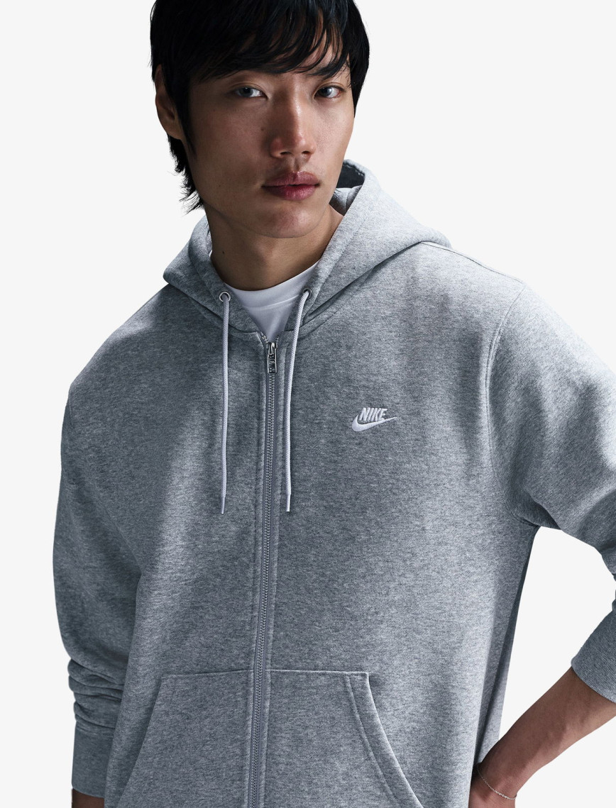 Nike Club Erkek Gri Kapüşonlu Eşofman Üstü