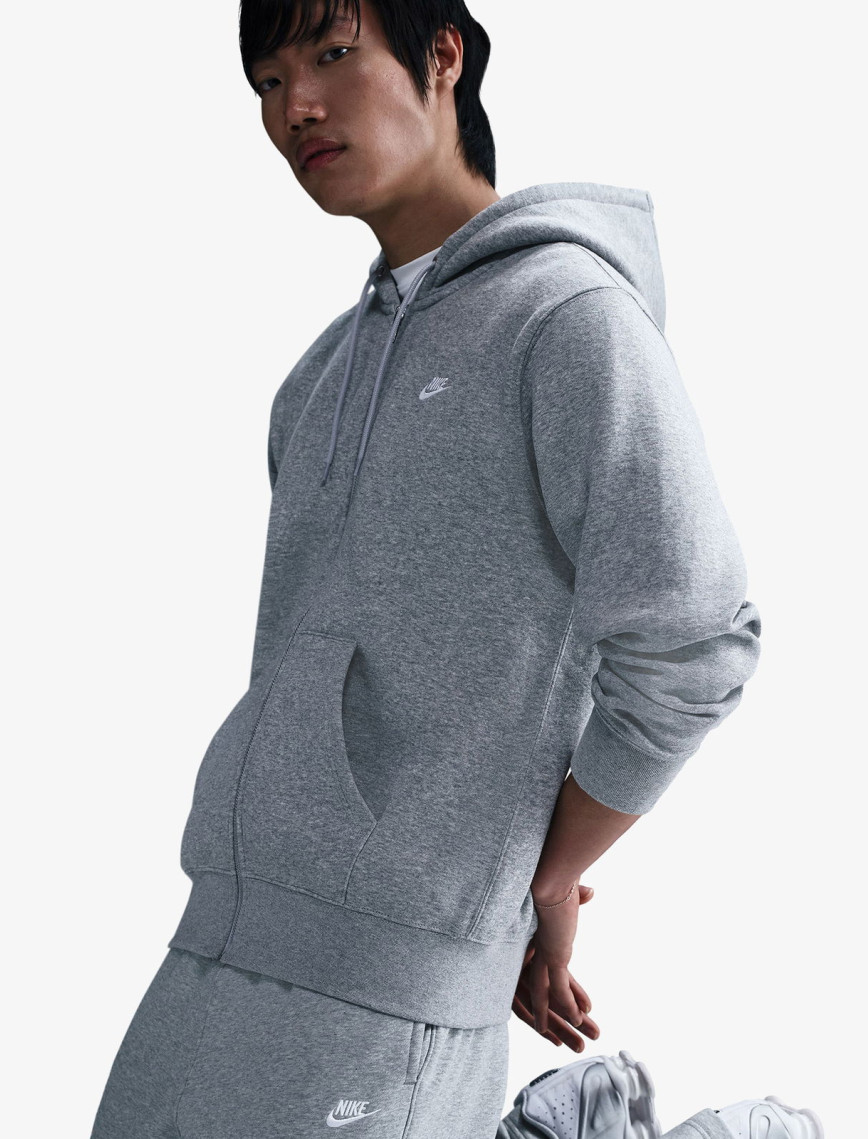 Nike Club Erkek Gri Kapüşonlu Eşofman Üstü