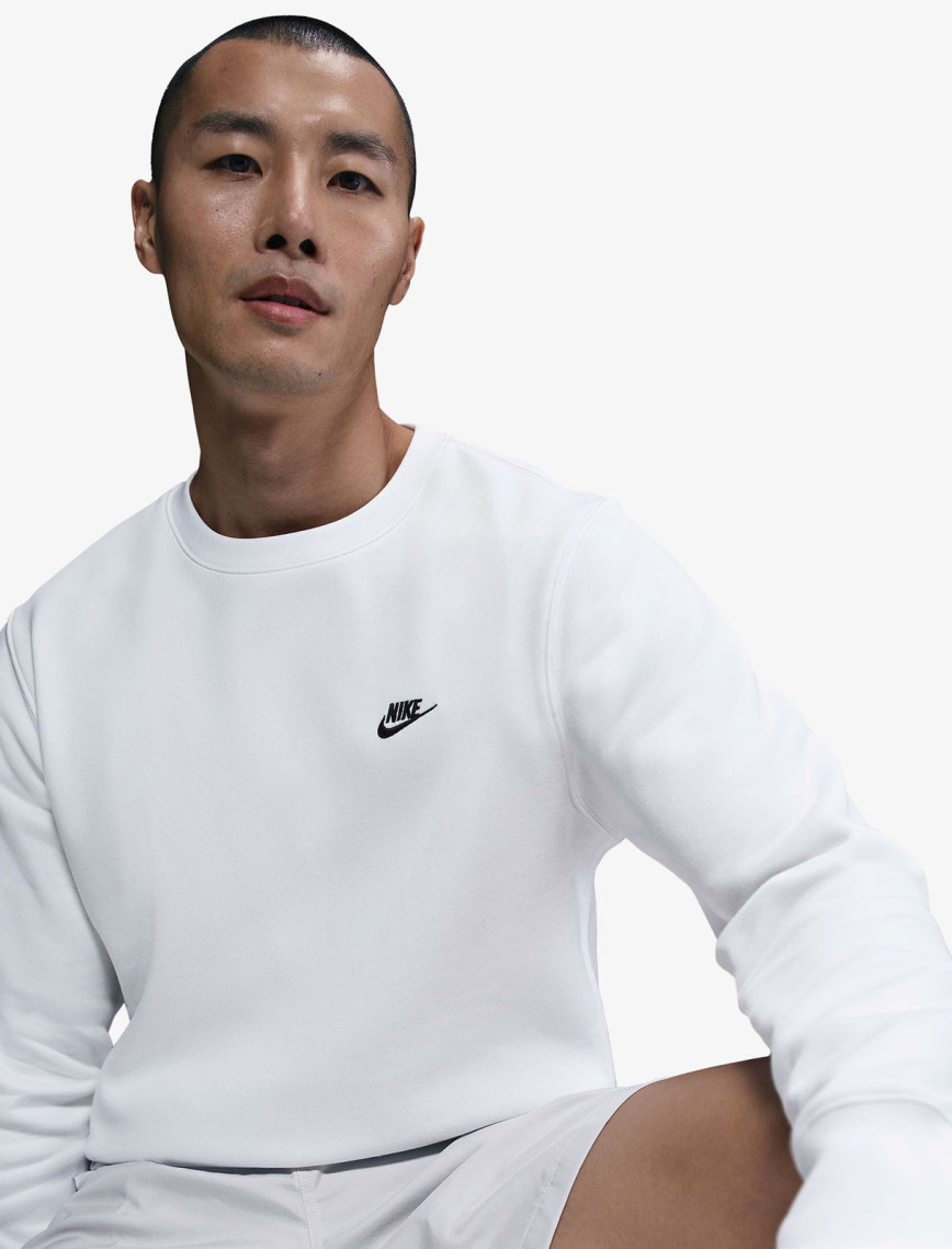 Nike Club Fleece Crew Erkek Beyaz Sweatshirt Nike Club Fleece Crew Erkek Beyaz Sweatshirt