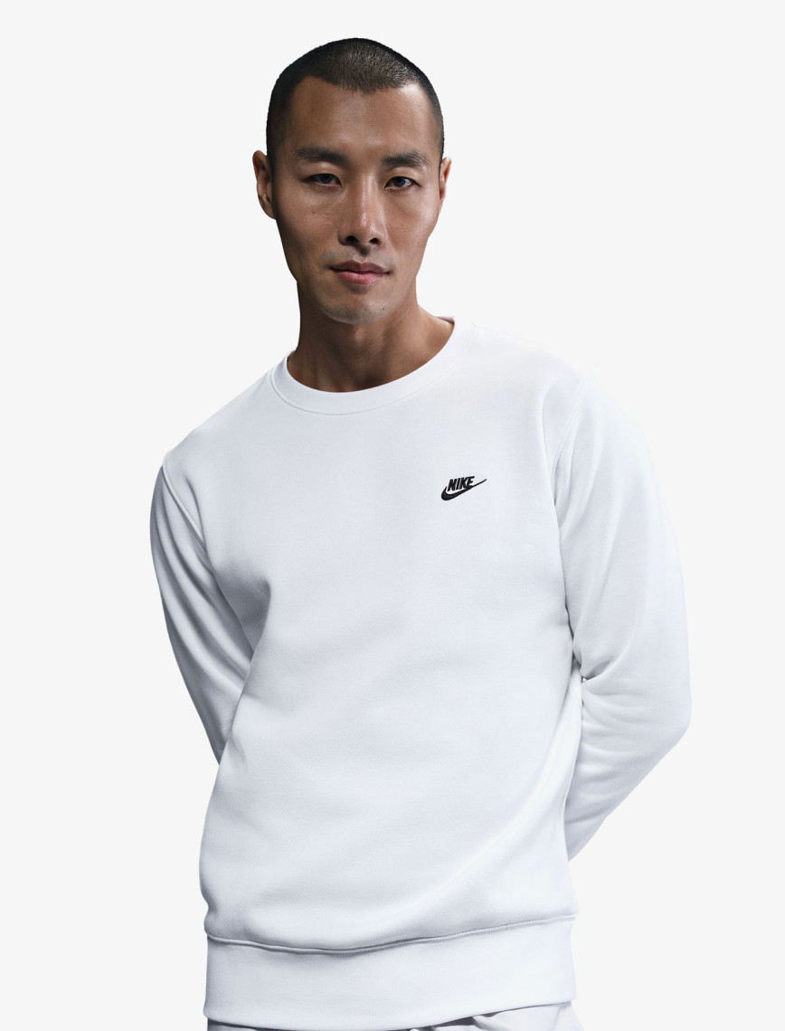 Nike Club Fleece Crew Erkek Beyaz Sweatshirt Nike Club Fleece Crew Erkek Beyaz Sweatshirt