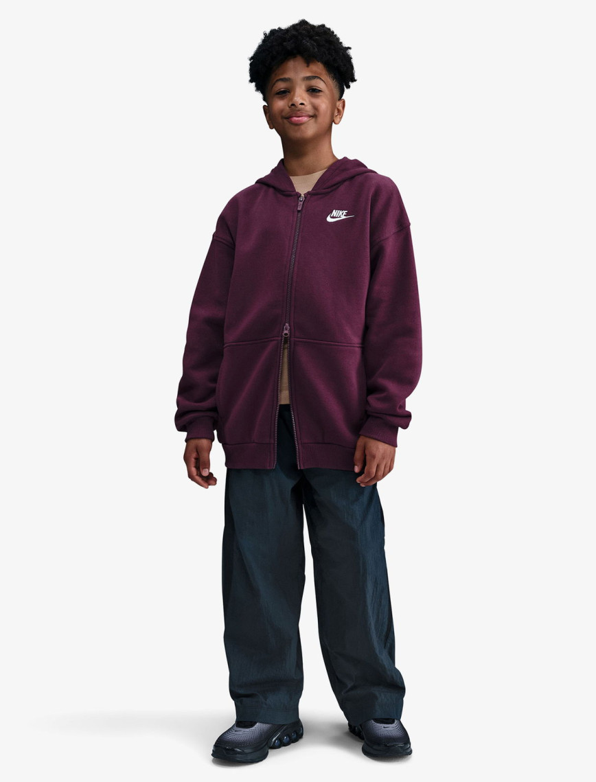 Nike Sportswear Club Fleece Oversized Çocuk Bordo Kapüşonlu Eşofman Üstü Nike Sportswear Club Fleece Oversized Çocuk Bordo Kapüşonlu Eşofman Üstü