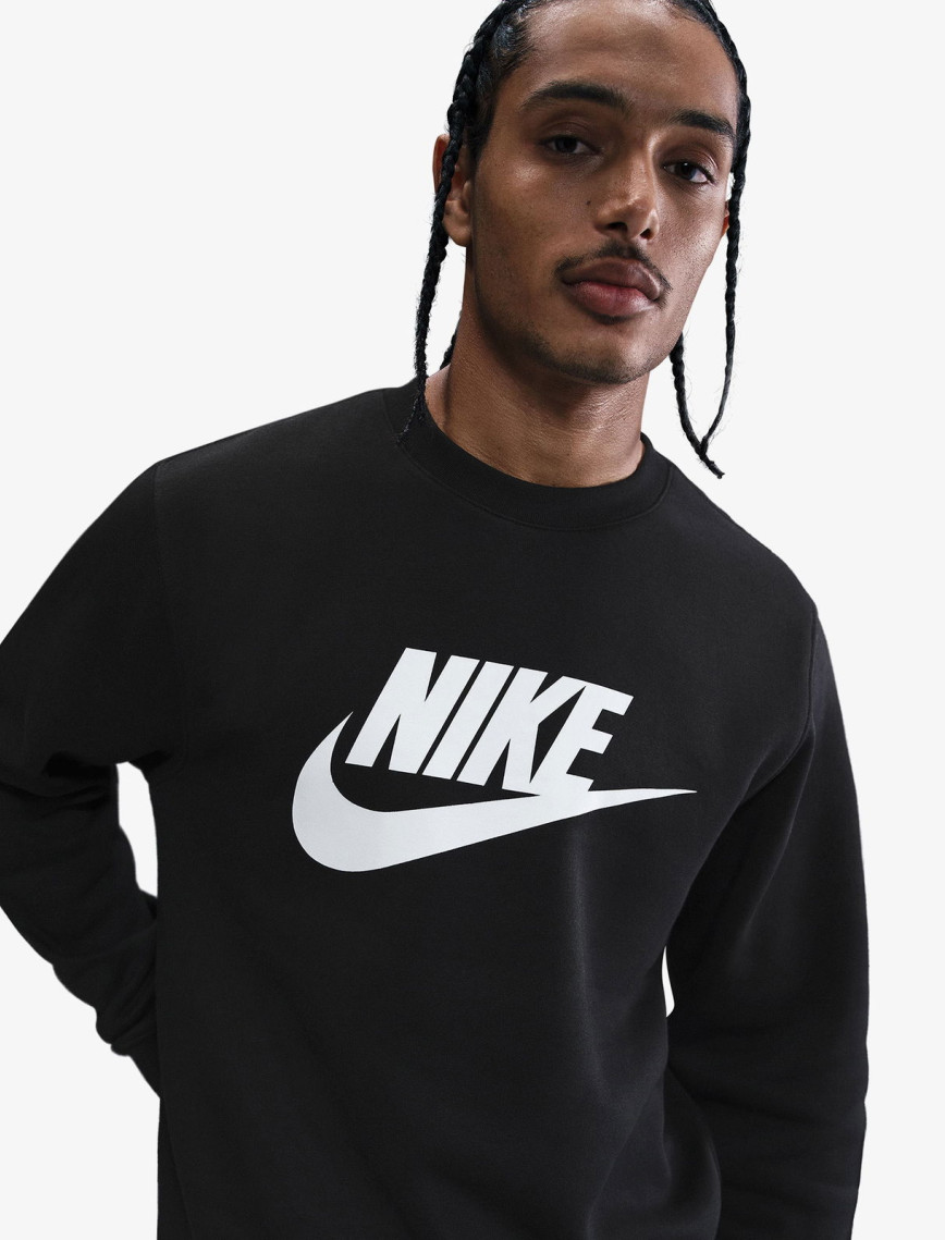 Nike Sportswear Club Graphic Fleece Crew Erkek Siyah Sweatshirt Nike Sportswear Club Graphic Fleece Crew Erkek Siyah Sweatshirt