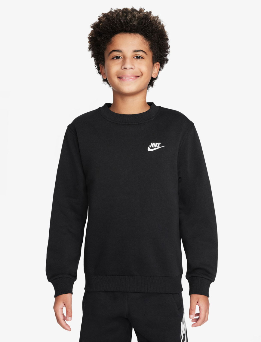 Nike Sportswear Club Fleece Crew Çocuk Siyah Sweatshirt Nike Sportswear Club Fleece Crew Çocuk Siyah Sweatshirt