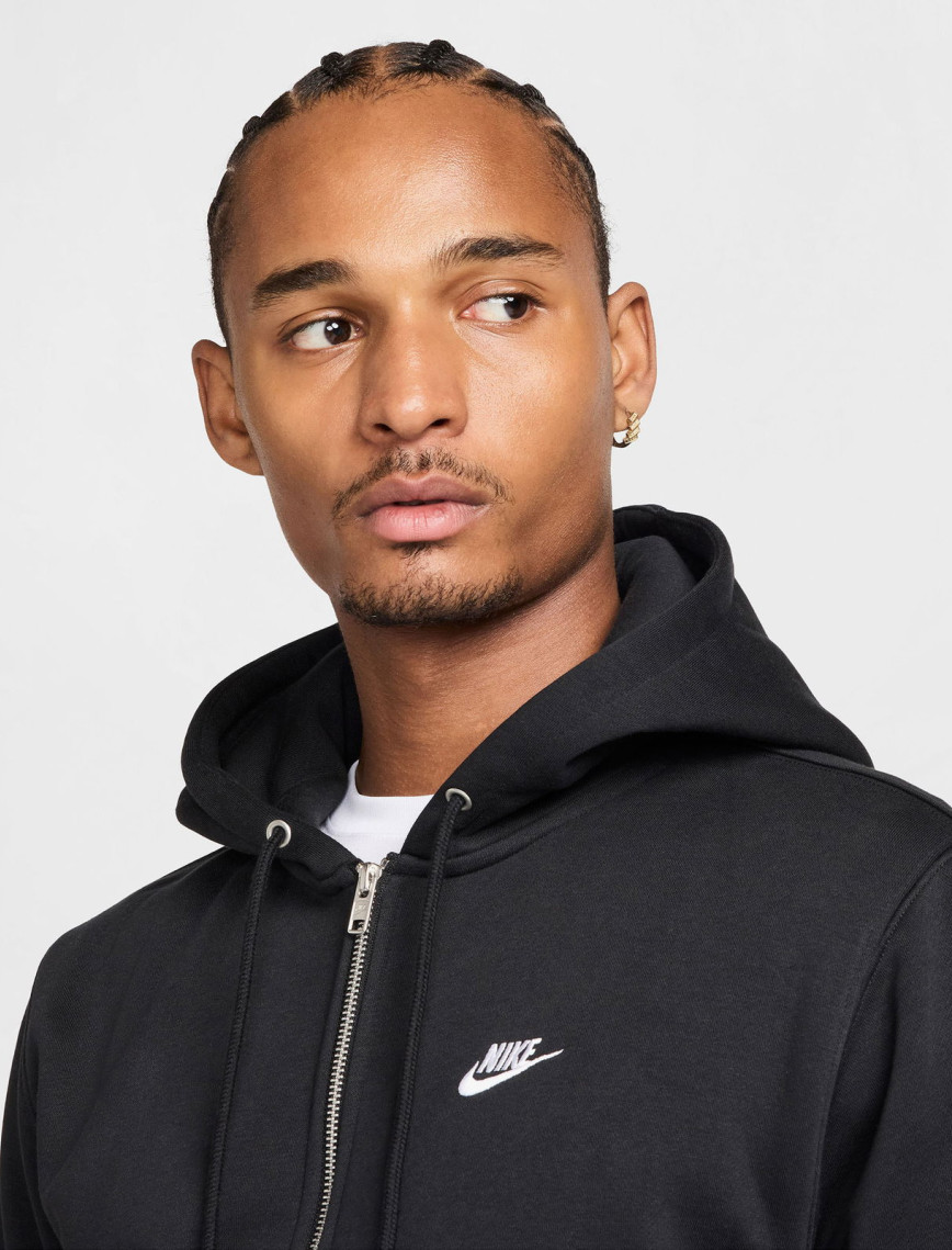 Nike Club Erkek Siyah Kapüşonlu Eşofman Üstü