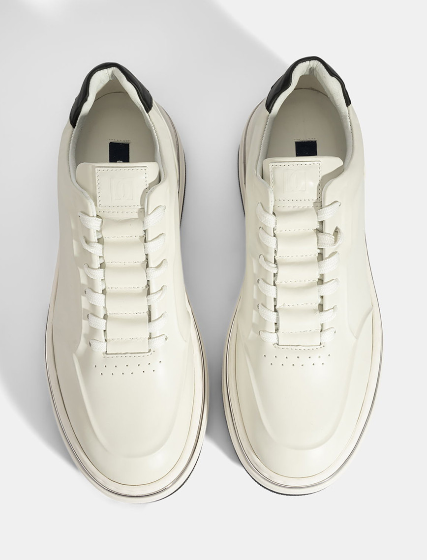 Erkek Beyaz Bağcıklı Deri Spor Ayakkabı Erkek Beyaz Bağcıklı Deri Spor Ayakkabı