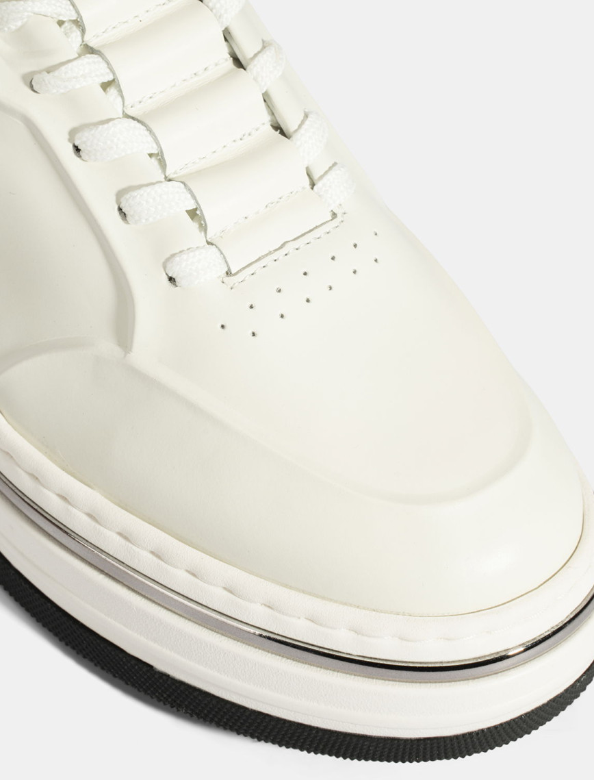 Erkek Beyaz Bağcıklı Deri Spor Ayakkabı Erkek Beyaz Bağcıklı Deri Spor Ayakkabı