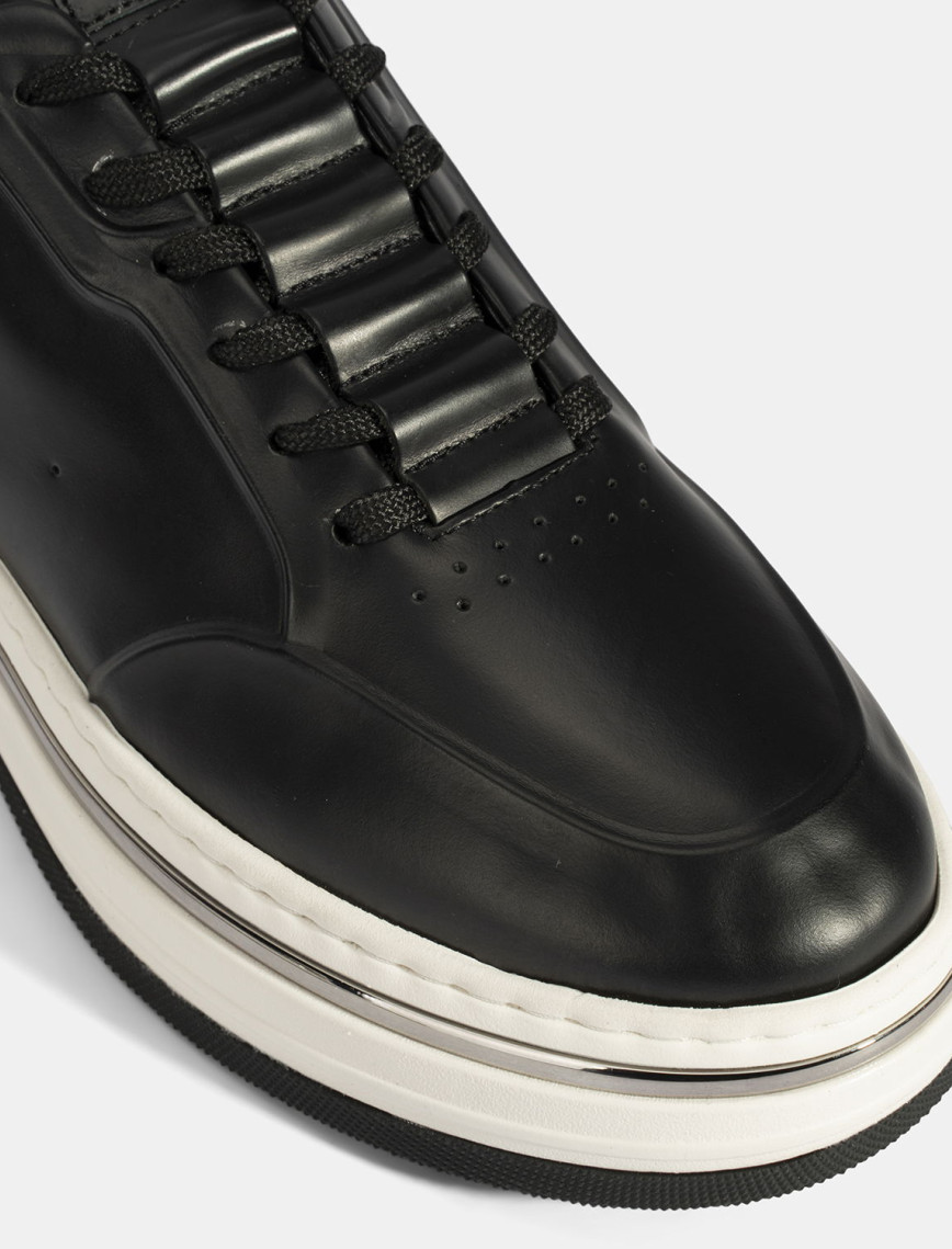 Erkek Siyah Bağcıklı Deri Spor Ayakkabı Erkek Siyah Bağcıklı Deri Spor Ayakkabı