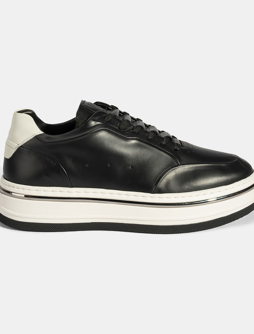 Erkek Siyah Bağcıklı Deri Spor Ayakkabı Erkek Siyah Bağcıklı Deri Spor Ayakkabı