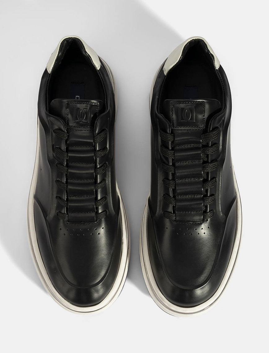 Erkek Siyah Bağcıklı Deri Spor Ayakkabı Erkek Siyah Bağcıklı Deri Spor Ayakkabı