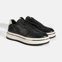 Erkek Siyah Bağcıklı Deri Spor Ayakkabı Erkek Siyah Bağcıklı Deri Spor Ayakkabı