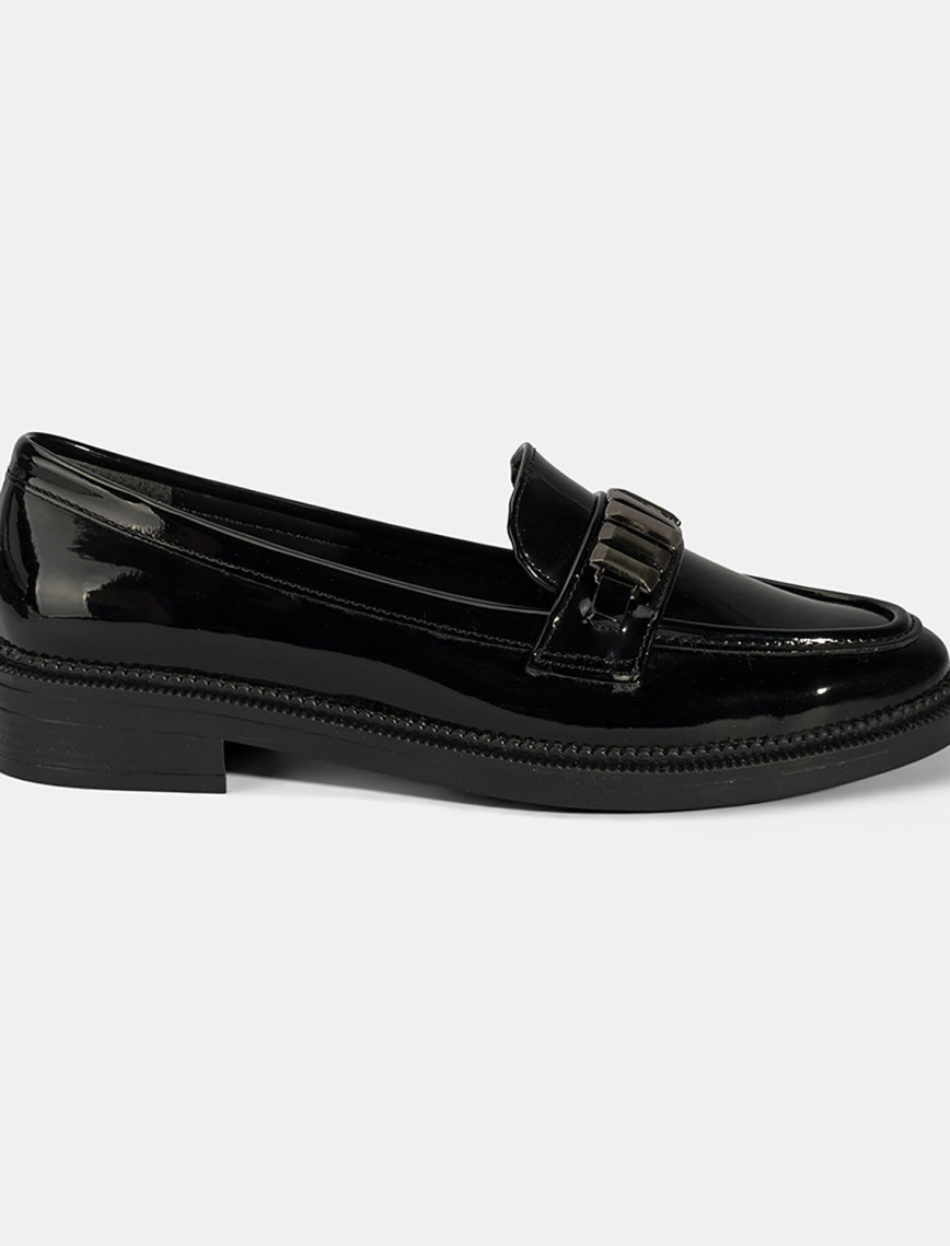 Kadın Siyah Metal Aksesuarlı Loafer Kadın Siyah Metal Aksesuarlı Loafer