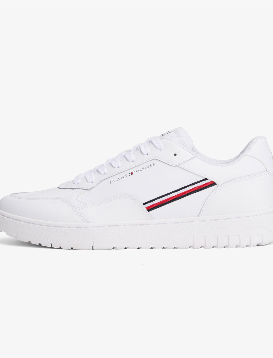 Tommy Hilfiger Basket Core Stripes Erkek Beyaz Sneaker Tommy Hilfiger Basket Core Stripes Erkek Beyaz Sneaker