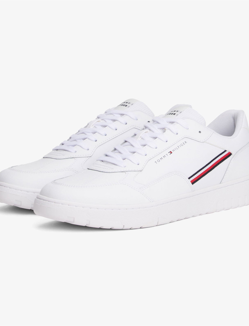 Tommy Hilfiger Basket Core Stripes Erkek Beyaz Sneaker Tommy Hilfiger Basket Core Stripes Erkek Beyaz Sneaker