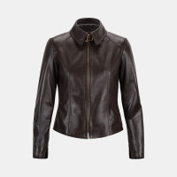 Kadın Bordo Gömlek Yakalı Fit Deri Ceket Kadın Bordo Gömlek Yakalı Fit Deri Ceket