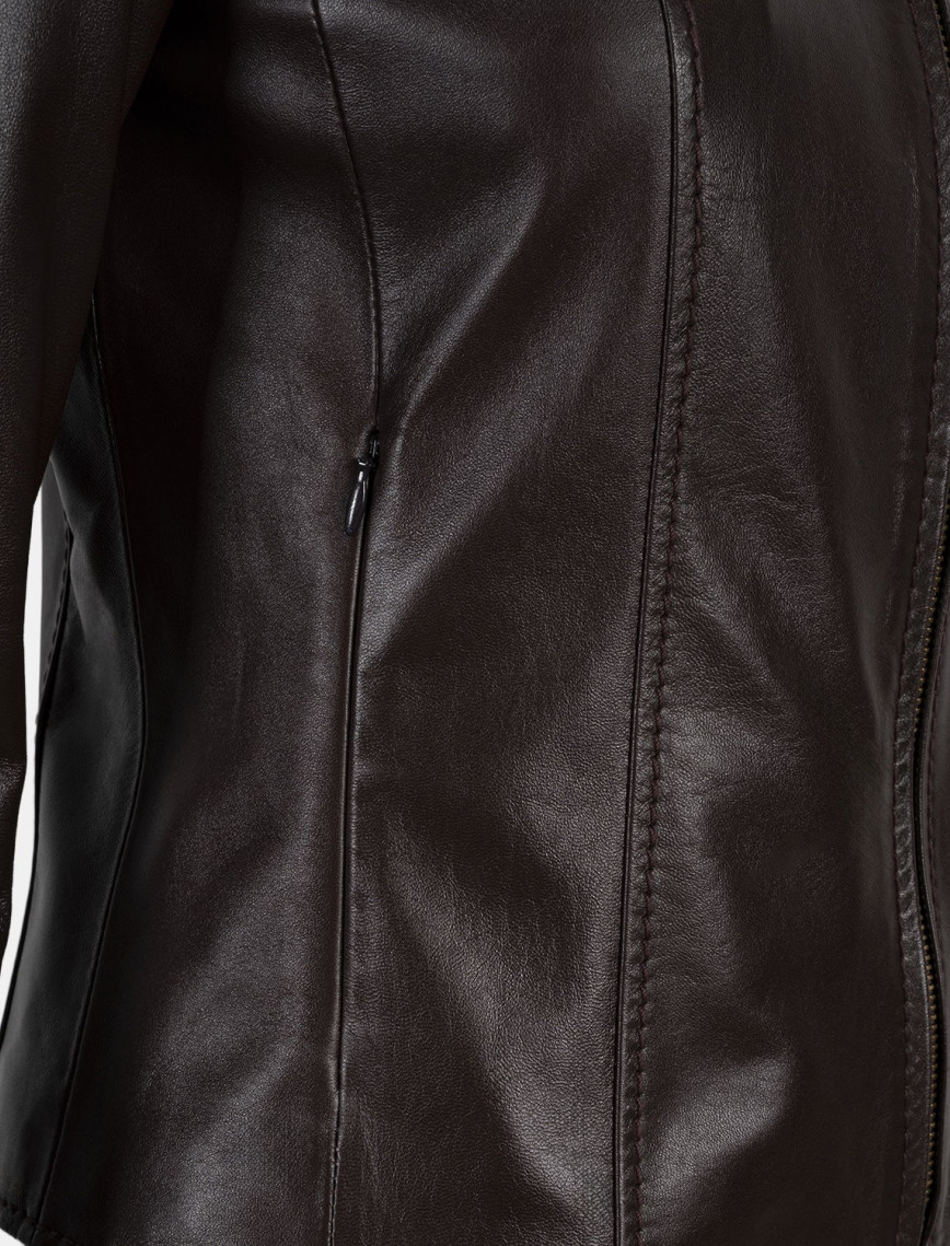 Kadın Bordo Gömlek Yakalı Fit Deri Ceket Kadın Bordo Gömlek Yakalı Fit Deri Ceket