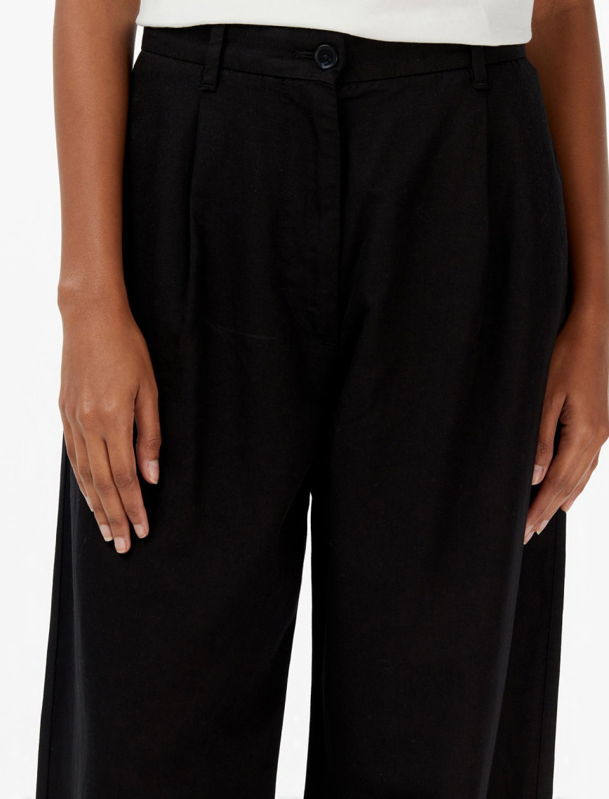 Tommy Hilfiger Tencel Linen Wide Leg Kadın Siyah Pantolon Tommy Hilfiger Tencel Linen Wide Leg Kadın Siyah Pantolon