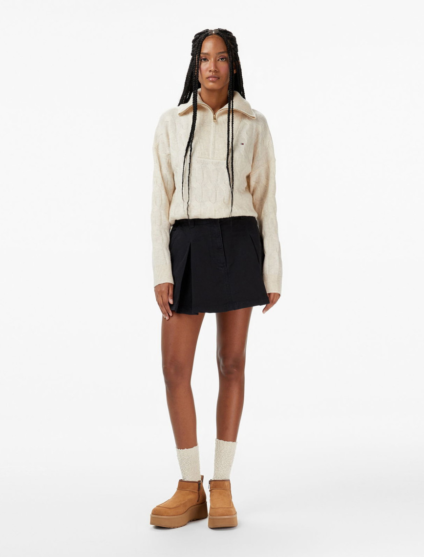 Tommy Hilfiger Soft Wool Cable 1/2 Kadın Bej Yarım Fermuarlı Triko Tommy Hilfiger Soft Wool Cable 1/2 Kadın Bej Yarım Fermuarlı Triko