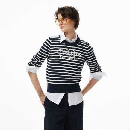 Tommy Hilfiger Graphic Kadın Mavi Kazak Tommy Hilfiger Graphic Kadın Mavi Kazak