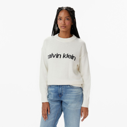 Calvin Klein Cotton Graphic Pullover Kadın Beyaz Triko Calvin Klein Cotton Graphic Pullover Kadın Beyaz Triko