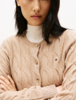 Tommy Hilfiger Soft Wool Cable Cardigan Kadın Bej Hırka Tommy Hilfiger Soft Wool Cable Cardigan Kadın Bej Hırka