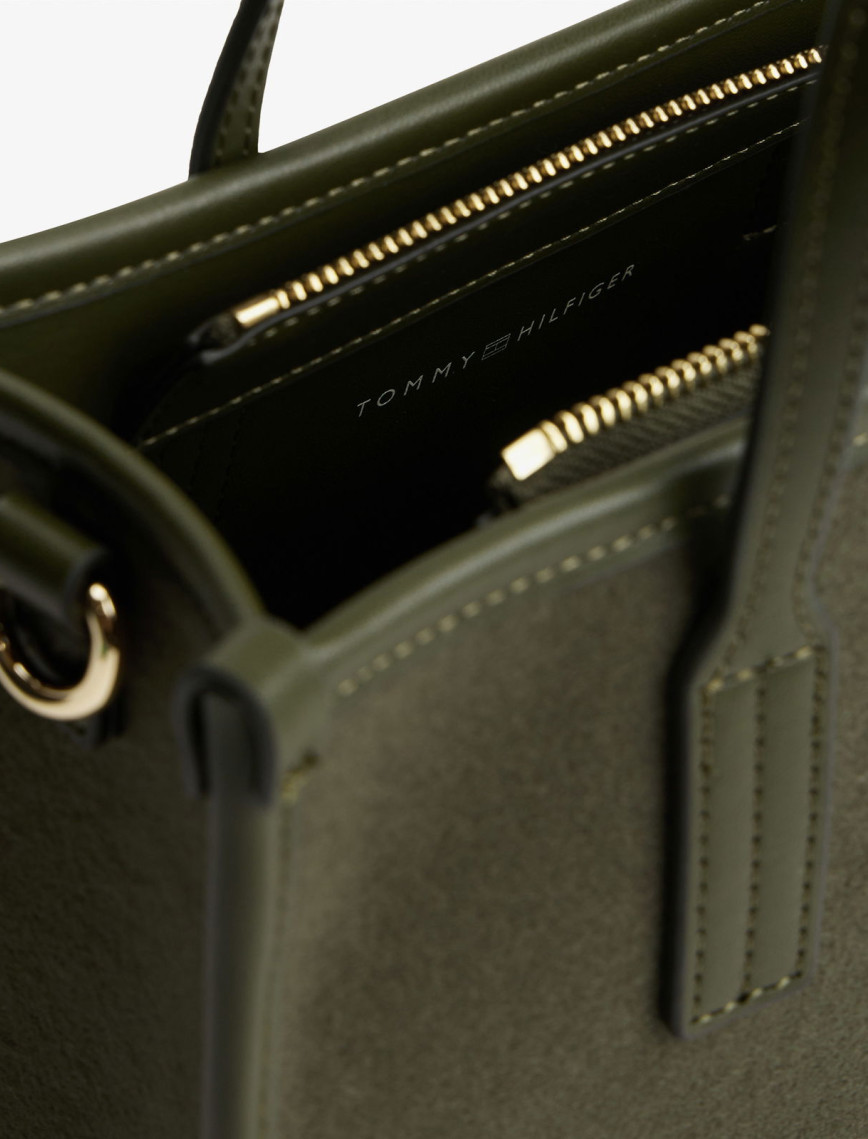 Tommy Hilfiger City Small Tote Melton Kadın Yeşil El Çantası Tommy Hilfiger City Small Tote Melton Kadın Yeşil El Çantası