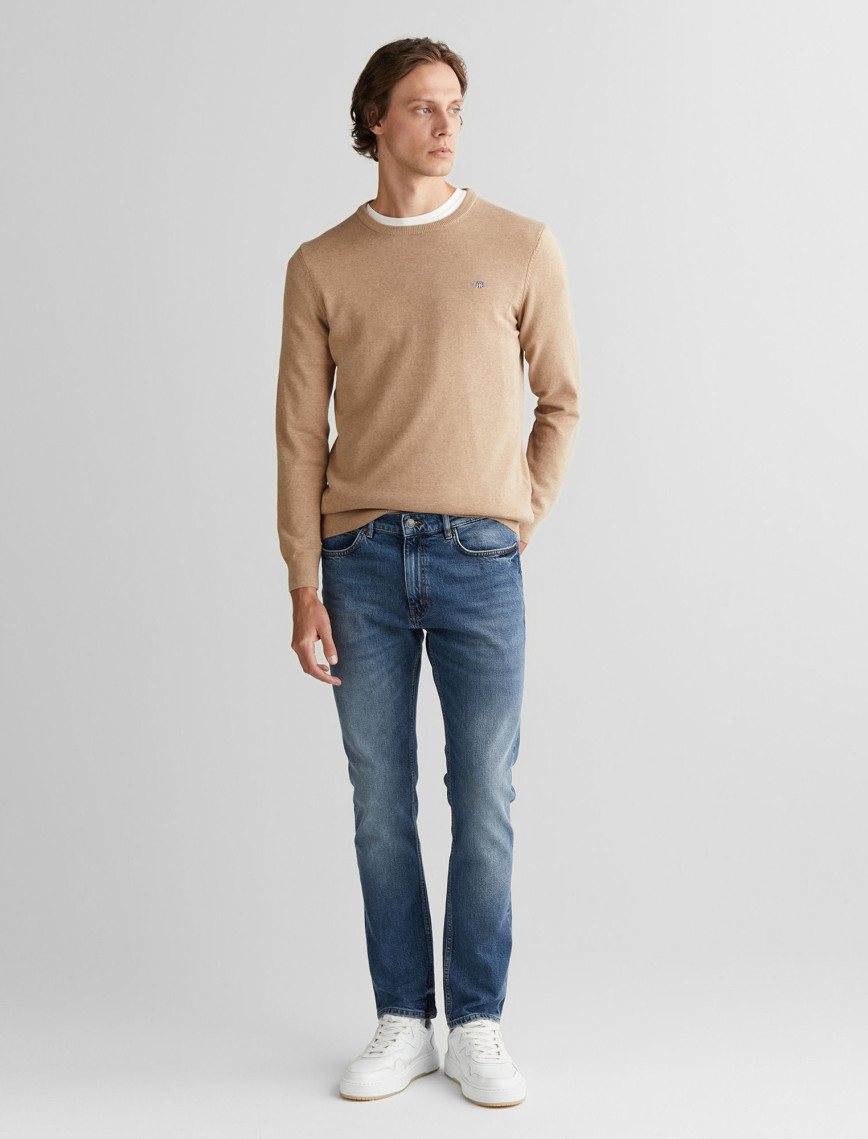 GANT Erkek Bej Regular Fit Bisiklet Yaka Kazak GANT Erkek Bej Regular Fit Bisiklet Yaka Kazak