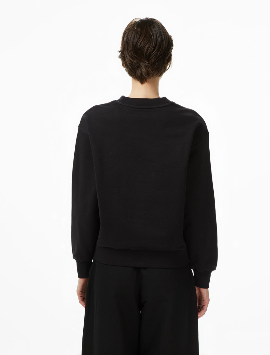 Calvin Klein Badge Logo Terry Crew Kadın Siyah Sweatshirt Calvin Klein Badge Logo Terry Crew Kadın Siyah Sweatshirt