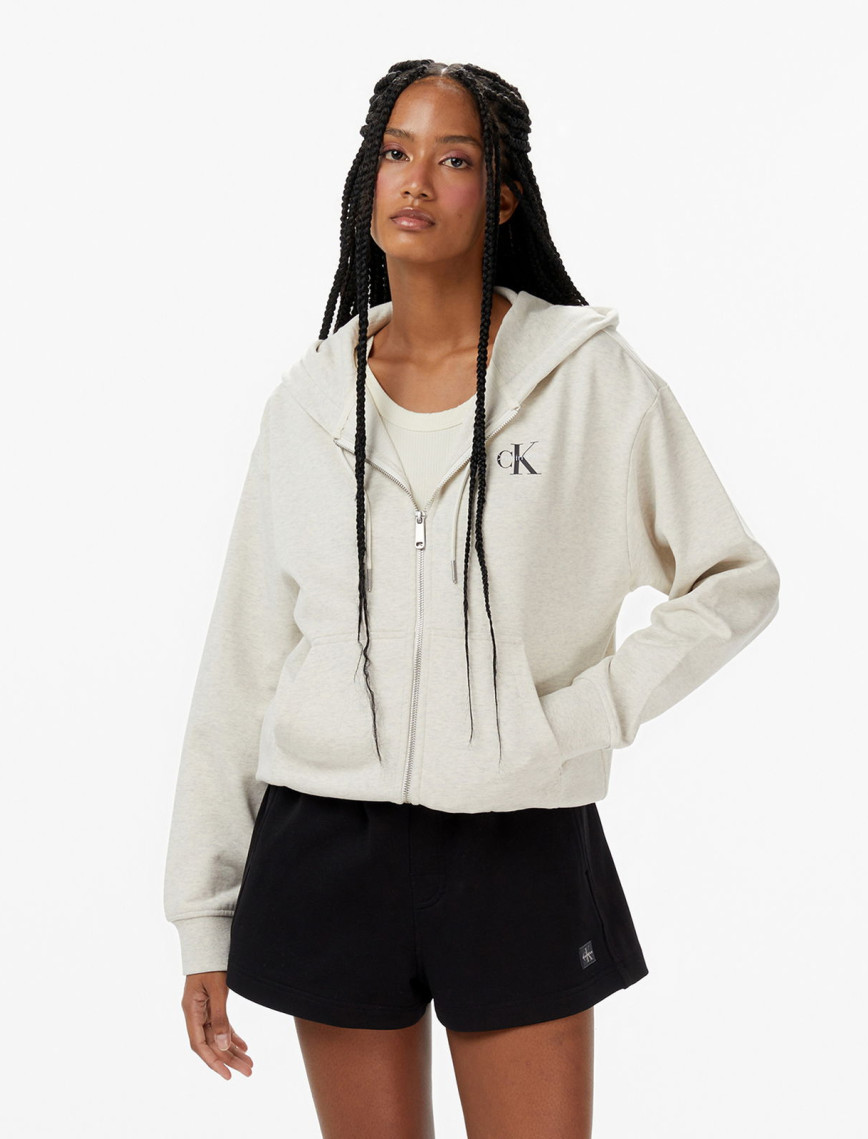 Calvin Klein Monologo French Terry  Kadın Siyah Sweatshirt