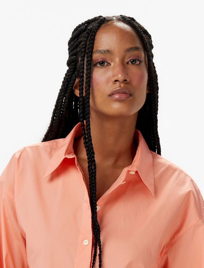 Calvin Klein Stretch Poplin Relaxed Kadın Turuncu Gömlek Calvin Klein Stretch Poplin Relaxed Kadın Turuncu Gömlek