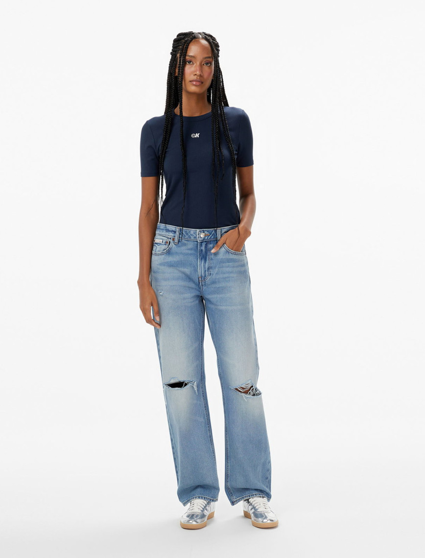 Calvin Klein Modal Essential Kadın Mavi T-Shirt Calvin Klein Modal Essential Kadın Mavi T-Shirt