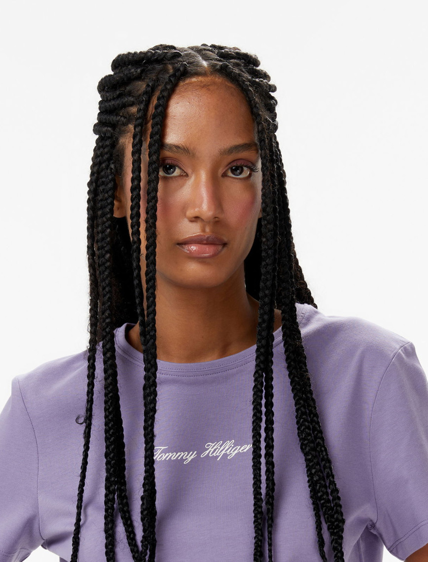 Tommy Hilfiger Classic Script Regular Kadın Mor T-Shirt Tommy Hilfiger Classic Script Regular Kadın Mor T-Shirt