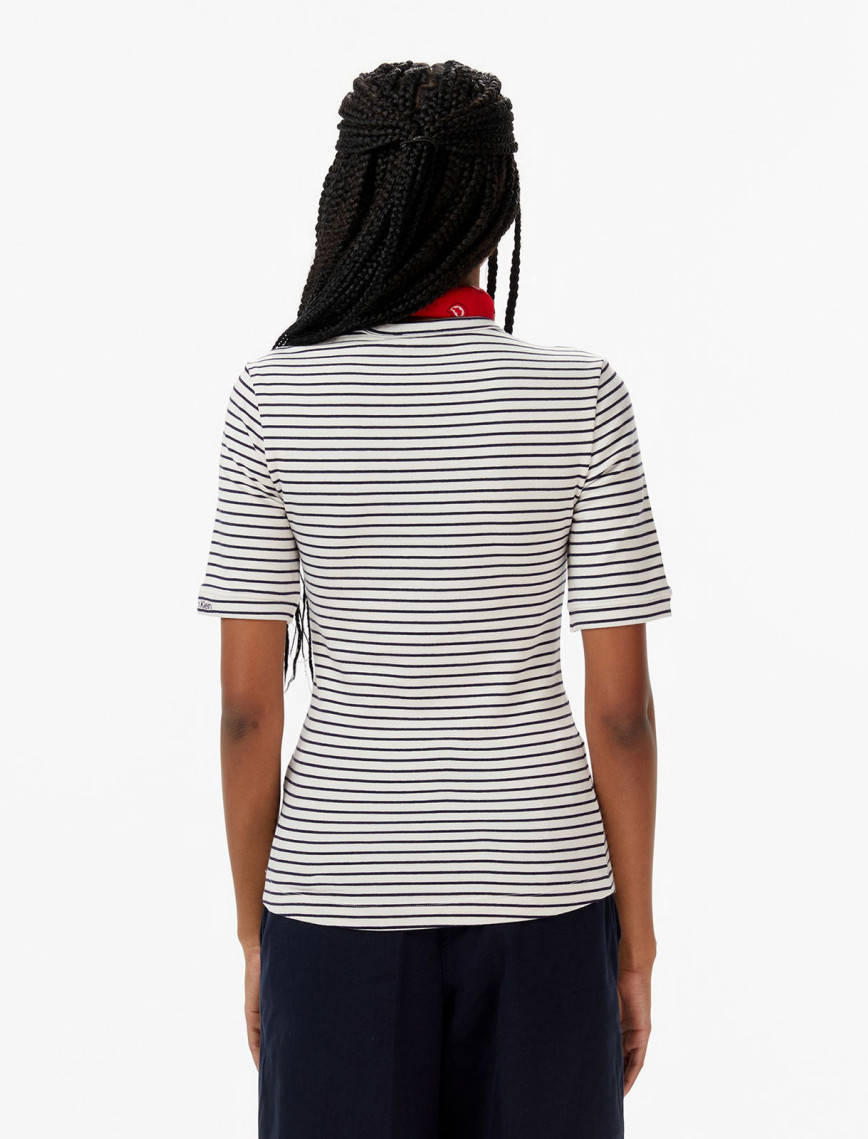 Calvin Klein Stripe Cotton Kadın Beyaz T-Shirt Calvin Klein Stripe Cotton Kadın Beyaz T-Shirt