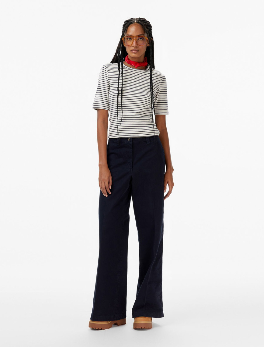 Calvin Klein Stripe Cotton Kadın Beyaz T-Shirt Calvin Klein Stripe Cotton Kadın Beyaz T-Shirt