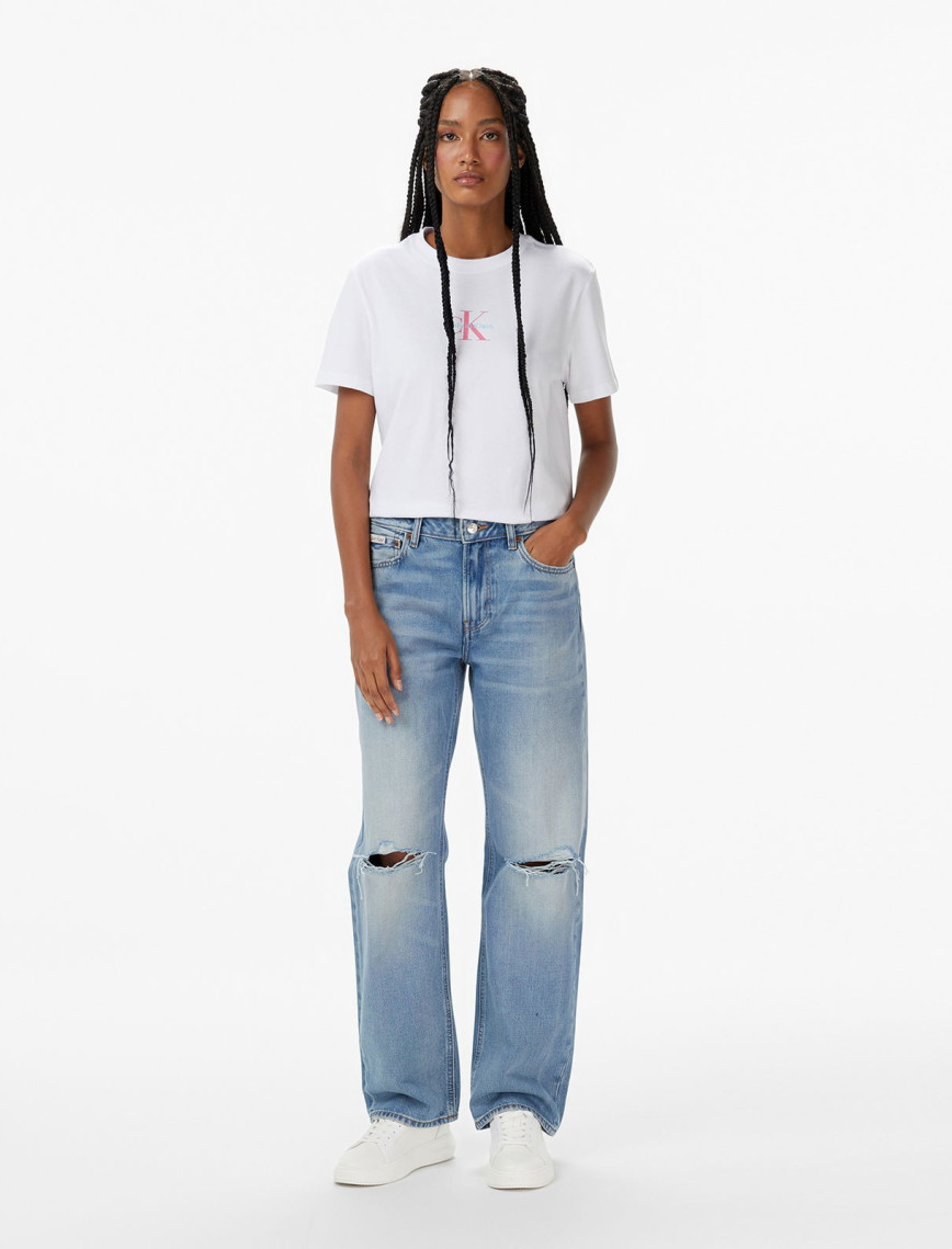 Calvin Klein Classic Logo Kadın Beyaz T-Shirt Calvin Klein Classic Logo Kadın Beyaz T-Shirt