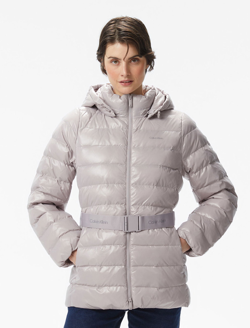 Calvin Klein Belted Lightweight Puffer Kadın Gri Mont Calvin Klein Belted Lightweight Puffer Kadın Gri Mont