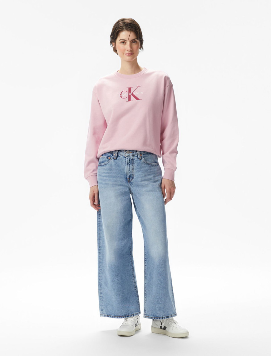 Calvin Klein Monologo French Terry Kadın Pembe Sweatshirt Calvin Klein Monologo French Terry Kadın Pembe Sweatshirt