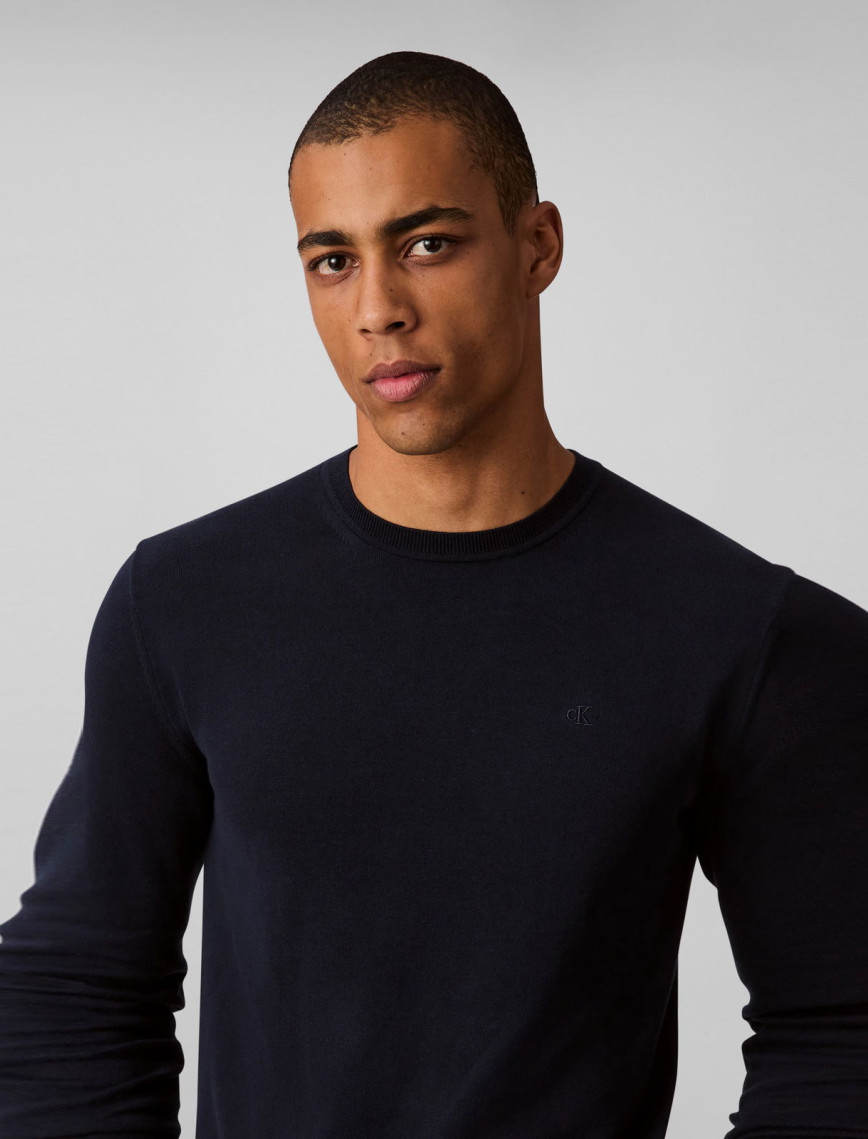 Calvin Klein Supima Cotton Crew Erkek Mavi Triko Calvin Klein Supima Cotton Crew Erkek Mavi Triko