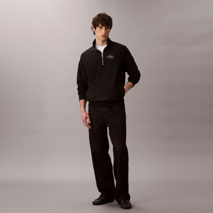 Calvin Klein Premium Terry Micro Monologo Erkek Siyah Sweatshirt Calvin Klein Premium Terry Micro Monologo Erkek Siyah Sweatshirt