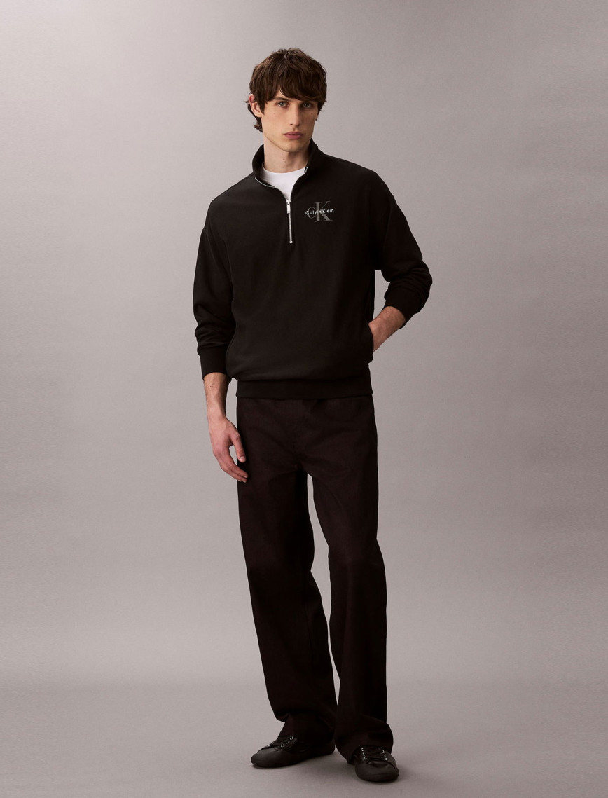 Calvin Klein Premium Terry Micro Monologo Erkek Beyaz Sweatshirt Calvin Klein Premium Terry Micro Monologo Erkek Beyaz Sweatshirt