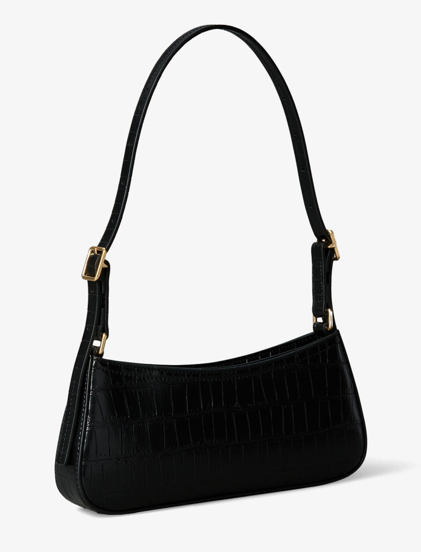 Calvin Klein Croc Small Shoulder Kadın Siyah El Çantası Calvin Klein Croc Small Shoulder Kadın Siyah El Çantası