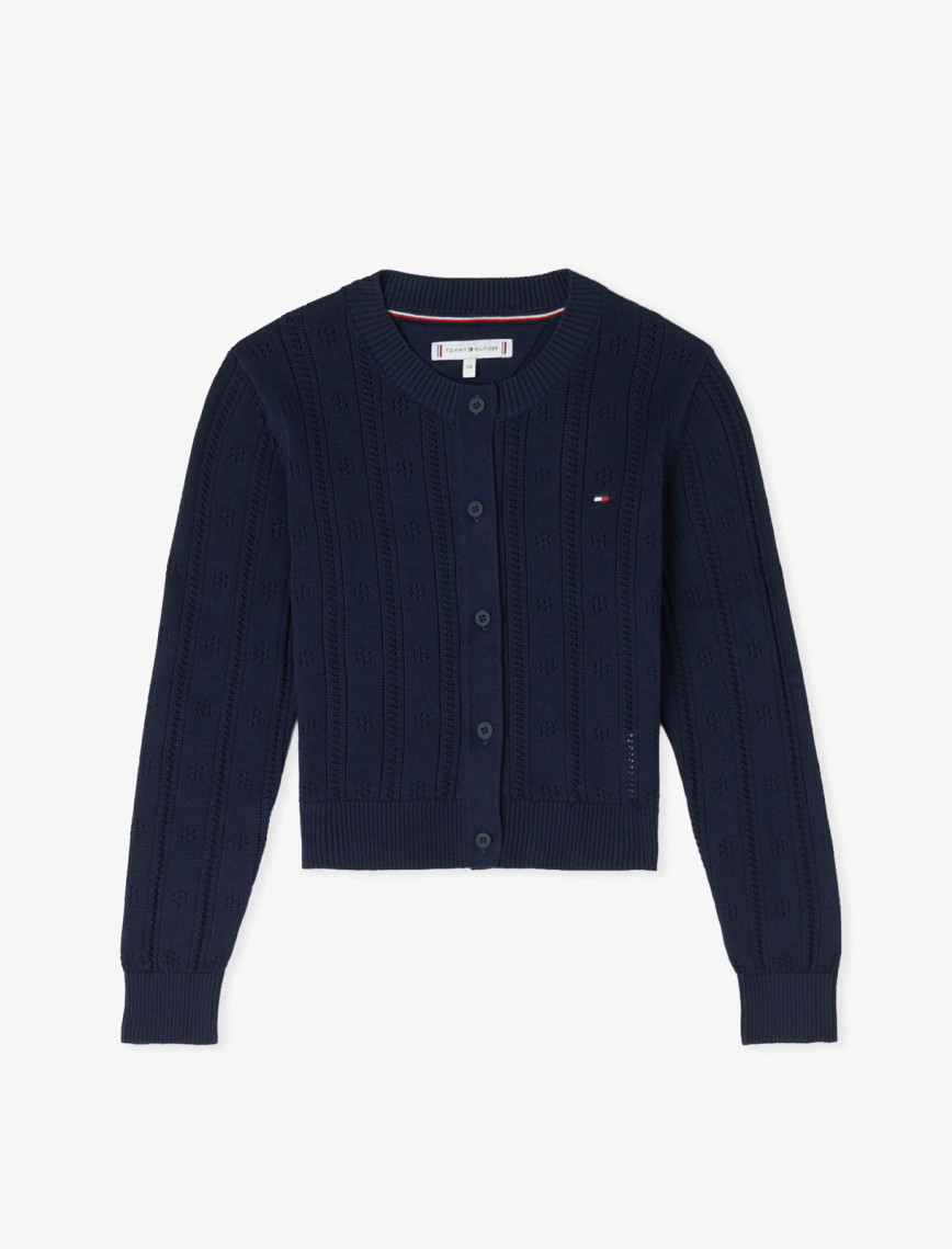 Tommy Hilfiger Pointelle Cardigan Çocuk Mavi Hırka Tommy Hilfiger Pointelle Cardigan Çocuk Mavi Hırka