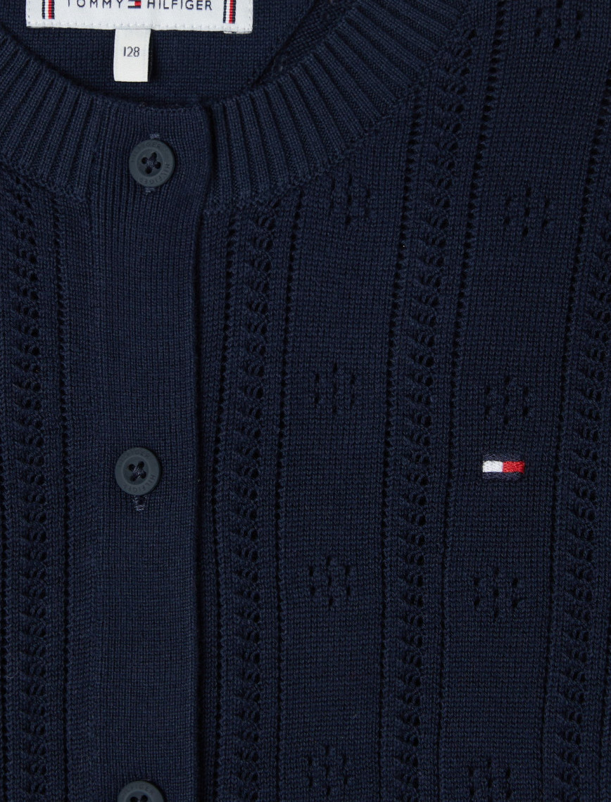 Tommy Hilfiger Pointelle Cardigan Çocuk Mavi Hırka Tommy Hilfiger Pointelle Cardigan Çocuk Mavi Hırka