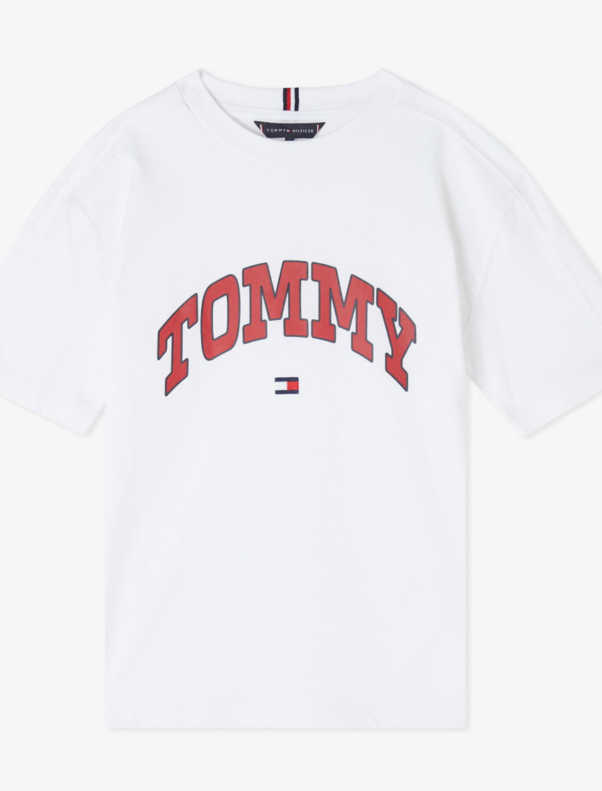 Tommy Hilfiger Varsity Raised Print Çocuk Beyaz T-Shirt Tommy Hilfiger Varsity Raised Print Çocuk Beyaz T-Shirt