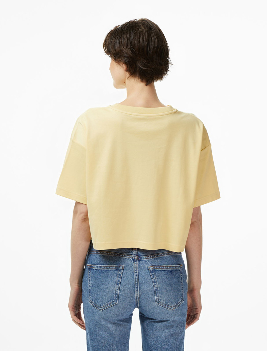 Calvin Klein Boxy Logo Graphic Kadın Sarı T-Shirt