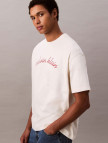 Calvin Klein Center Chain Stitch Erkek Beyaz T-Shirt Calvin Klein Center Chain Stitch Erkek Beyaz T-Shirt