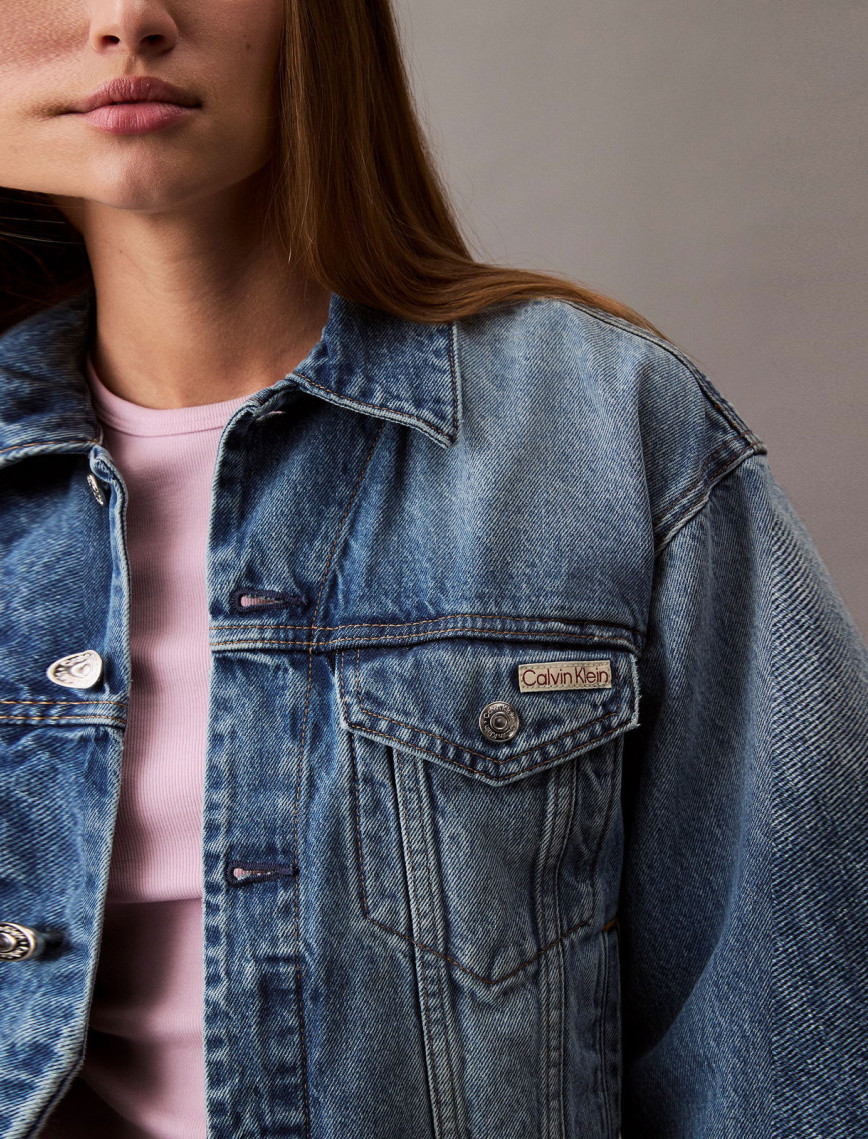 Calvin Klein 90S Trucker Gold Dust Kadın Mavi Ceket Calvin Klein 90S Trucker Gold Dust Kadın Mavi Ceket